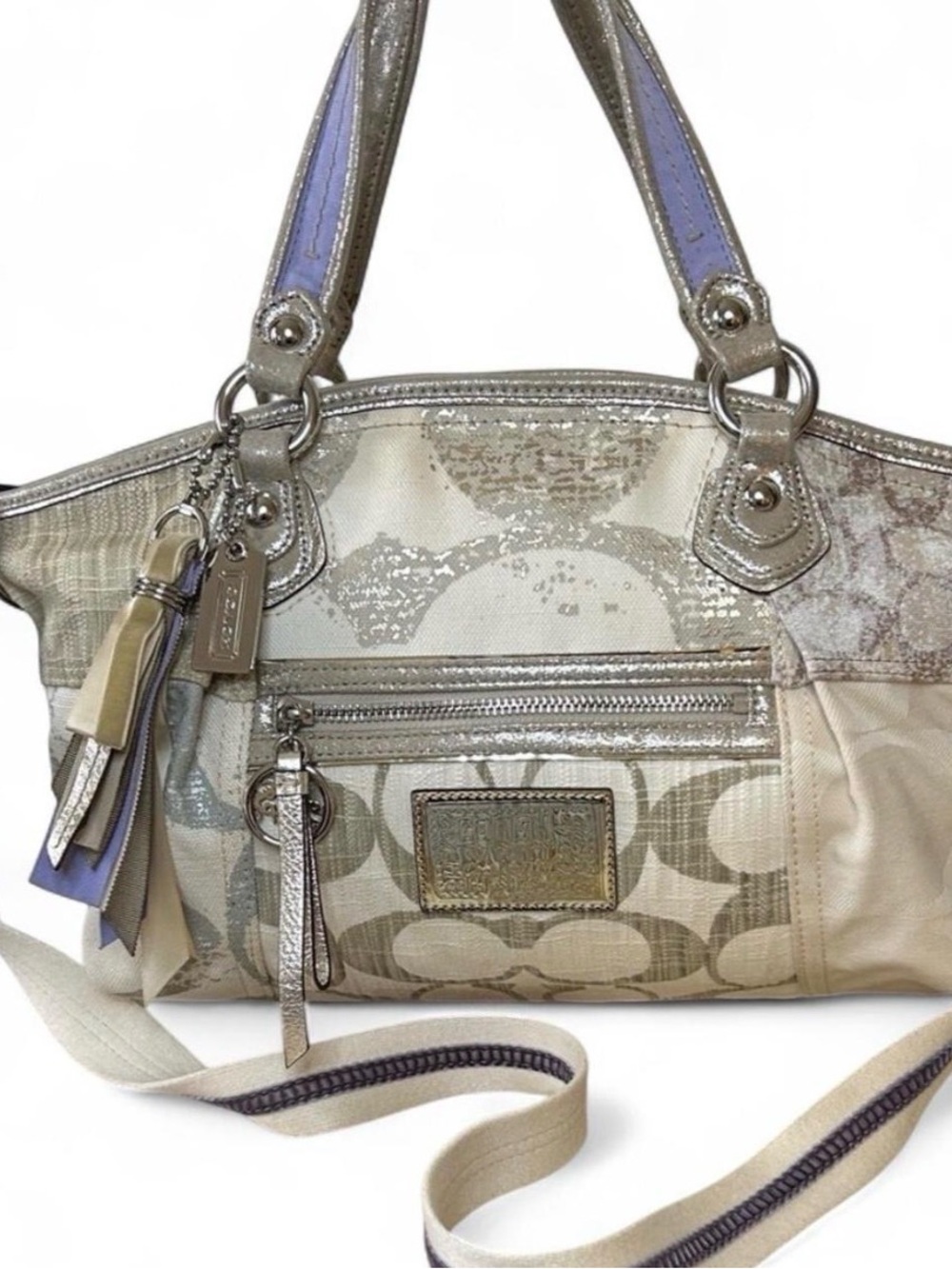 Coach Poppy Rocker Denim Patchwork Glitter Thread Bag 16732 2010
